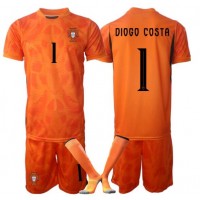 Stroje piłkarskie Portugalia Diogo Costa #1 Bramkarskie Koszulka Wyjazdowej dla dzieci MŚ 2026 Krótki Rękaw (+ szorty)